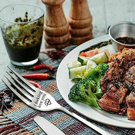 I forking love you Engraved Stainless Steel Fork w/ Gift Box Lover Best Present - Aimall