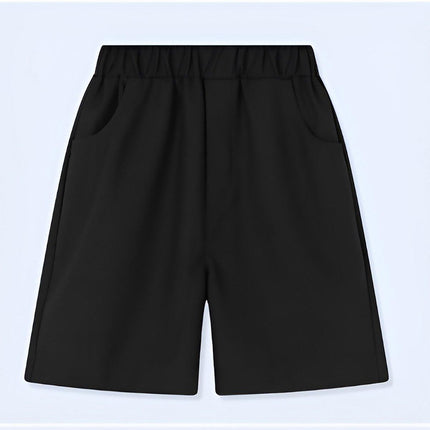 Black Kids Boys Summer Shorts Casual Sport Elastic Waist Pants Breathable Cotton - Aimall