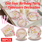 96pcs 1st Birthday Party Supplies Set Tableware Decorations for Baby Birthday
