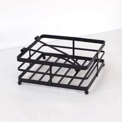 2PCS Black Wrought Iron Napkin Holder Square Tissue Rack for Home Kitchen Decor