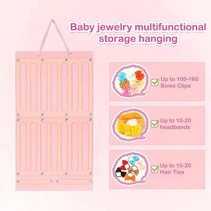 2PCS Pink Hair Accessories Holder Wall Rack for Hairbands Hairpins and Jewelry Storage