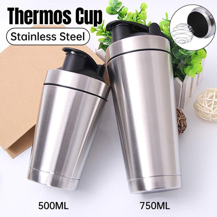 500/750ML Stainless Steel Protein Blender Shaker Cup Bottle Mixed Water Sport