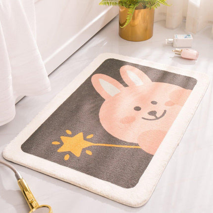 Non Slip Faux Cashmere Bath Mat Water Absorbent Floor Rug for Bathroom Doorway