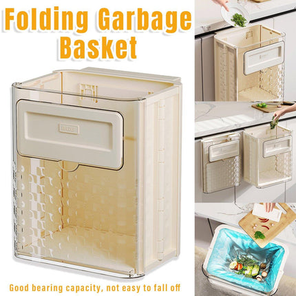 Wall Mounted Folding Wastebasket Space Saving for Kitchen Bathroom Household Use