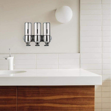 Stainless Steel Lever Soap Dispenser Manual Push Shower Gel Hotel Bathroom Use