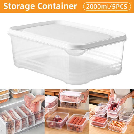 5pcs Clear Refrigerator Storage Box with Lid Square Crisper Organizer Dispenser