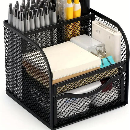 Desktop Pen Holder Honeycomb Grid Sticky Organiser Minimalist Office Organiser