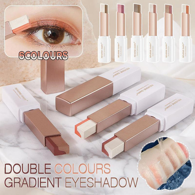 Glitter Double Colour Gradient Eyeshadow Stick Two Tone Eye Shadow Pen Cosmetics - Aimall