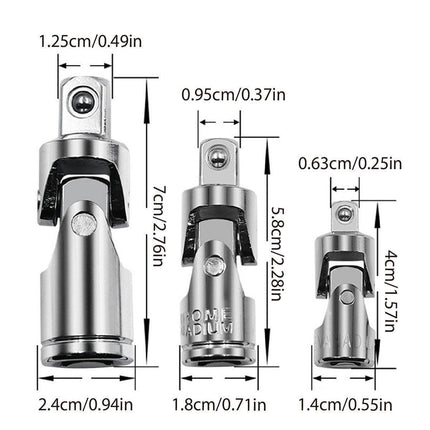 3pcs Universal Adapter Socket Set Steering Wrench Fitting Tool Kit for Repair