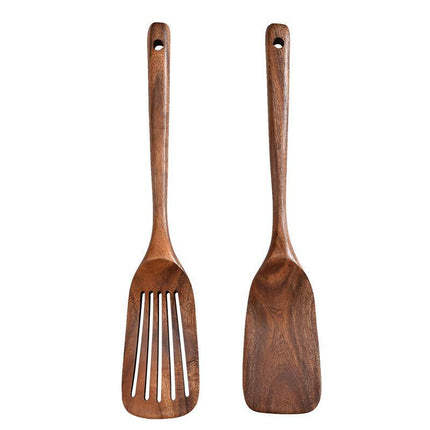 2pcs Wooden Frying Spatula Long Handle Stir Fry Spatula Kitchen Cooking Utensils