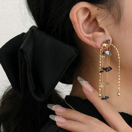 Fashion Earrings Colourful Natural Stone Tassel Earrings Women Jewelry Gift