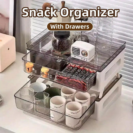 Drawer Desktop Storage Organizer Two Tier Shelf Home Office Desk Organizer Unit