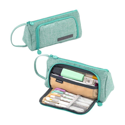 Large Capacity Student Canvas Pencil Case Pencil Bag Multi-functional Cute - Aimall