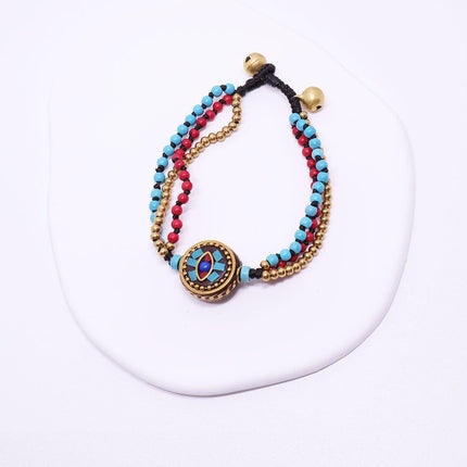 Ethnic Style Handmade Bracelet Color Stone Sky Bead Fashion Round Bead Bracelet