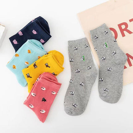Cute Cat Design Women Cotton Socks Fun Cartoon Cute Tube Socks for Casual Wear