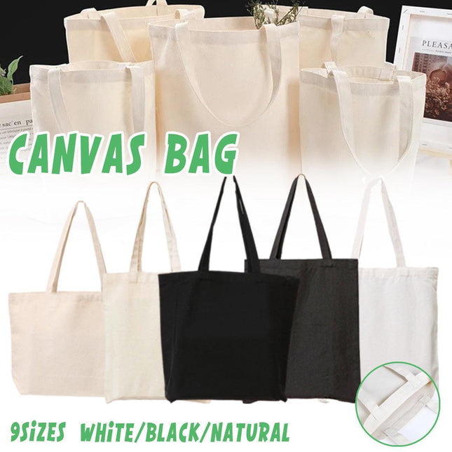 5PCS Canvas Tote Bag Cotton Blank DIY Shopping Shoulder Bags