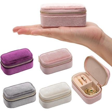 Velvet Mini Travel Jewelry Storage Box Portable Organizer Ring Earring Holder