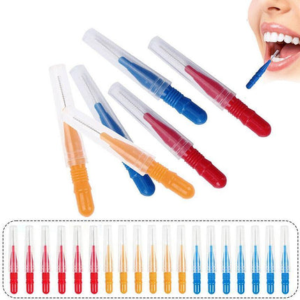 200PCS Interdental Brush Floss Sticks Tooth Floss Head Toothpick Cleaning New Orange - Aimall