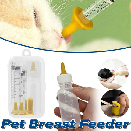 Kitten Feeding Bottle with Syringe Dispenser for Young Pets and Small Animals