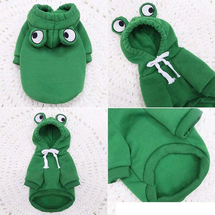 Warm Hooded Cartoon Frog Pet Clothes for Dogs and Cats Autumn Winter Vest