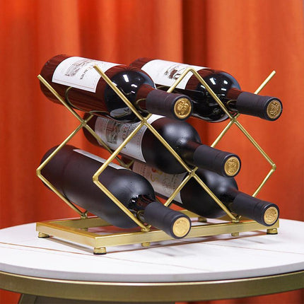Iron Gold Wine Rack Home Storage Red Wine Rack Organizer Modern Wine Display