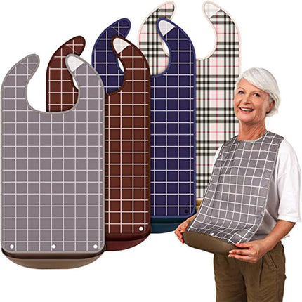 4X Elderly Bib for Eating Women/Men Bib-Washable Reusable Waterproof Apron