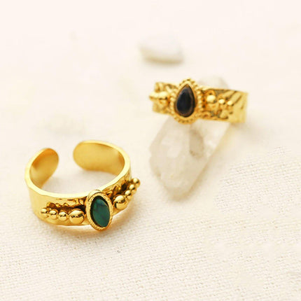 Natural Stone Ring Women Adjustable Boho Gemstone Fashion Jewelry Gift
