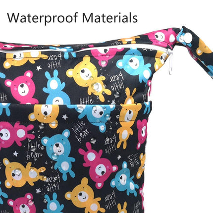 2PCS Cartoon Printed Diaper Bag Double Zipper Washable Storage Organizer