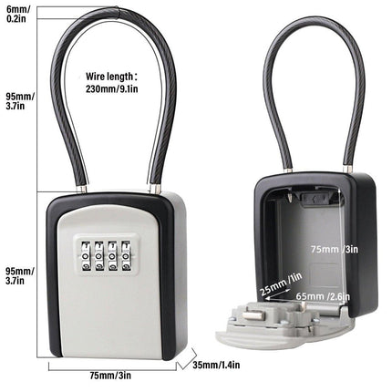 Portable Key Lock Box Hanging Combination Storage Organizer for Home Security