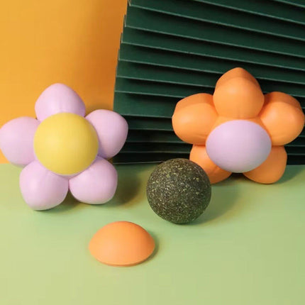 2PCS Cat Toy Catnip Ball Flower Tooth Cleaning Grinding Chew Kitten