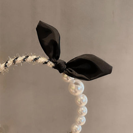 Women Girl Retro Rabbit Ear Pearl Party Headband Hair Head Band Hoop Short Hair - Aimall