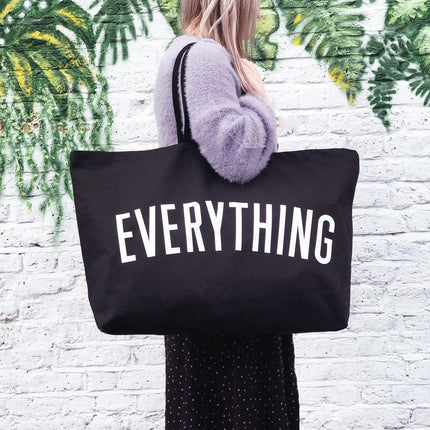 Large Canvas Black Tote Bag Reusable Shoulder Shopping Travel Bag