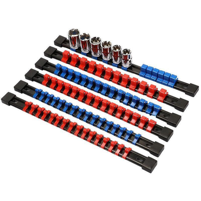 6Pcs Socket Holder Storage Tray Rail Rack Organizer Mountable Sliding1/4 3/8 1/2 - Aimall