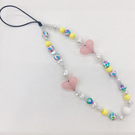 Mobile Strap Phone Charm Beads Chain Jewelry Crystal Stone Anti-Lost Lanyard - Aimall
