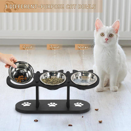 Adjustable 3pcs Pet Feeder Dog Food Bowl Rack Vertical Cat Feeding Station