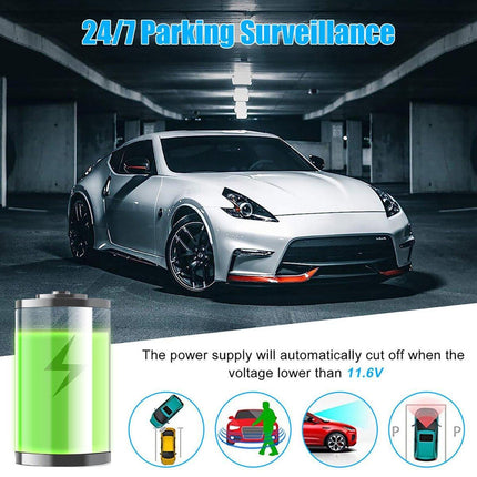 Retractable Dashcam Power Cord Video Streaming Media 24-Hour Car Parking Monitor