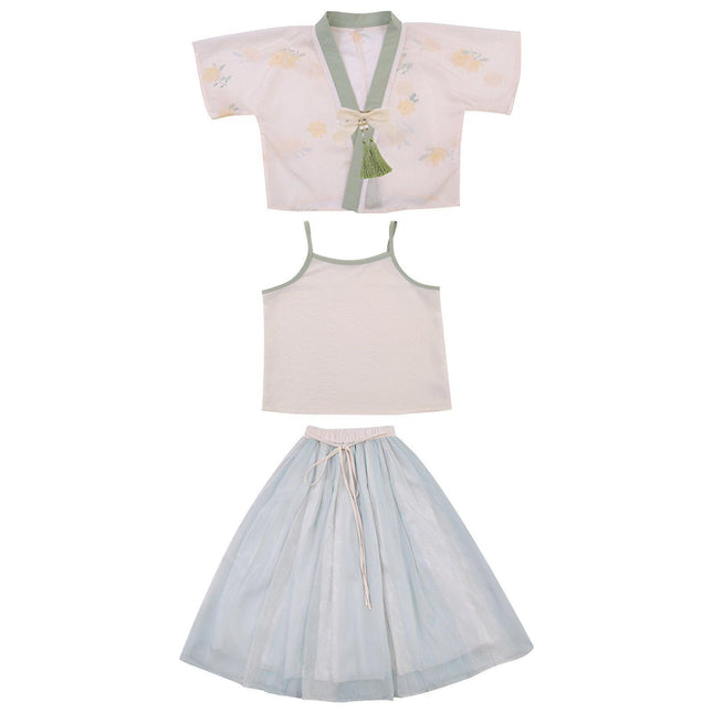 Girls Hanfu Chinese Style Dress Tang Princess Outfit Three Piece Set Colourful