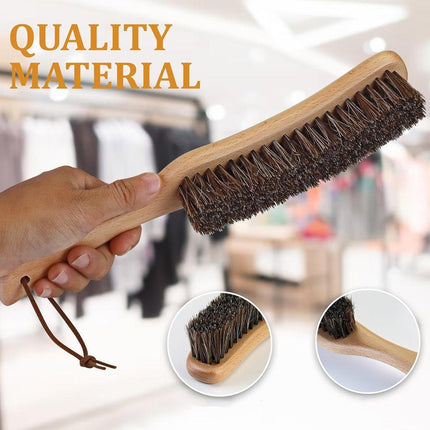 2PCS Wooden Handle Horsehair Clothes Brush Dust Remover Household Cleaning Brush