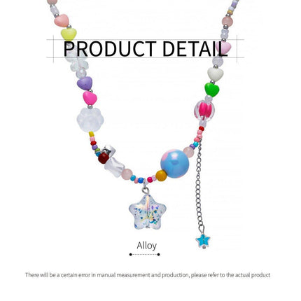 Colourful Hearts Transparent Star Necklace Sweet Fashion Jewellery for Women