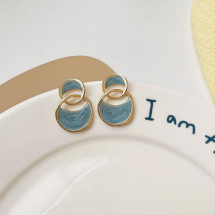Vintage Haze Blue Earrings Women Elegant Dangle Drop Fashion Jewellery Gift