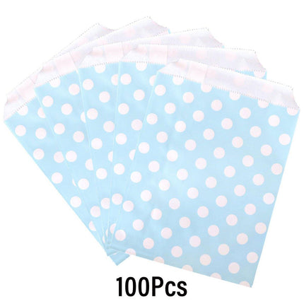 100pcs Colourful Polka Dot Paper Bags for Food Desserts Party Treats Packaging