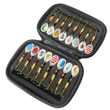 10/16PCS Fishing Lure Spinners Baits Spoon Set with Tackle Bag Trout Bass Tackle - Aimall