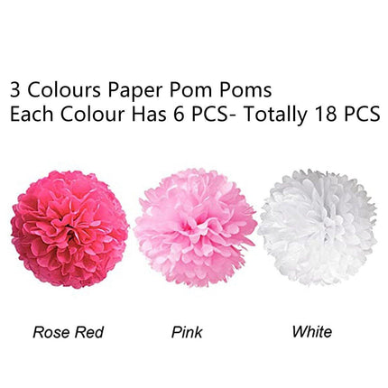 18PCS Pink Spiral Hanging Paper Flower Balls Birthday Party Decoration