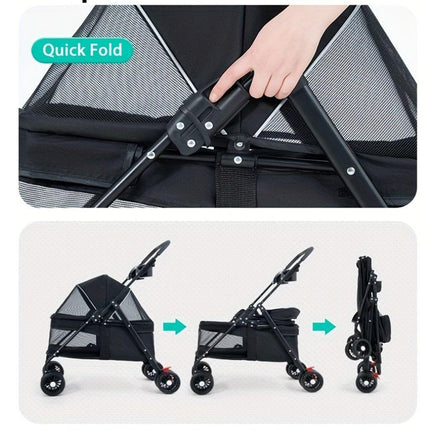 Lightweight Pet Stroller for Cats and Small Dogs Easy Fold Portable Travel Use