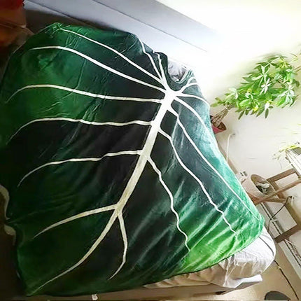Tropical Leaf Throw Blanket Soft Nap Air Conditioning Cover Single Bed