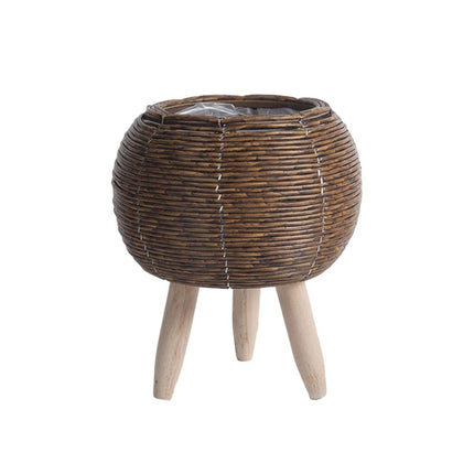 Indoor Rattan Trellis Planter Tabletop Plant Container Straw Planter for Home