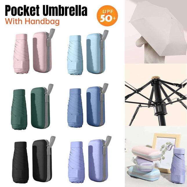 Portable Compact Five-Fold Umbrella UV Sun Protection Travel Manual Umbrella
