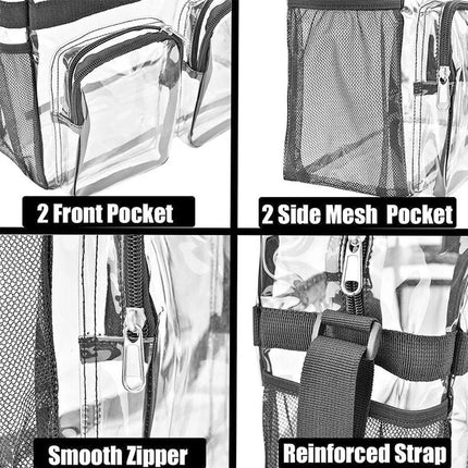 Clear Tote Bag Plastic Transparent Purse Handbag Zipper Security Event Stadium