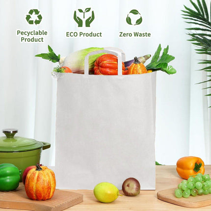 50pcs White Kraft Paper Tote Bags Gift Bags for Packaging Shopping and Storage