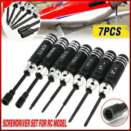 7 Pieces Screwdriver Set RC Tool Steel Kit for RC Model Car Helicopter Black - Aimall